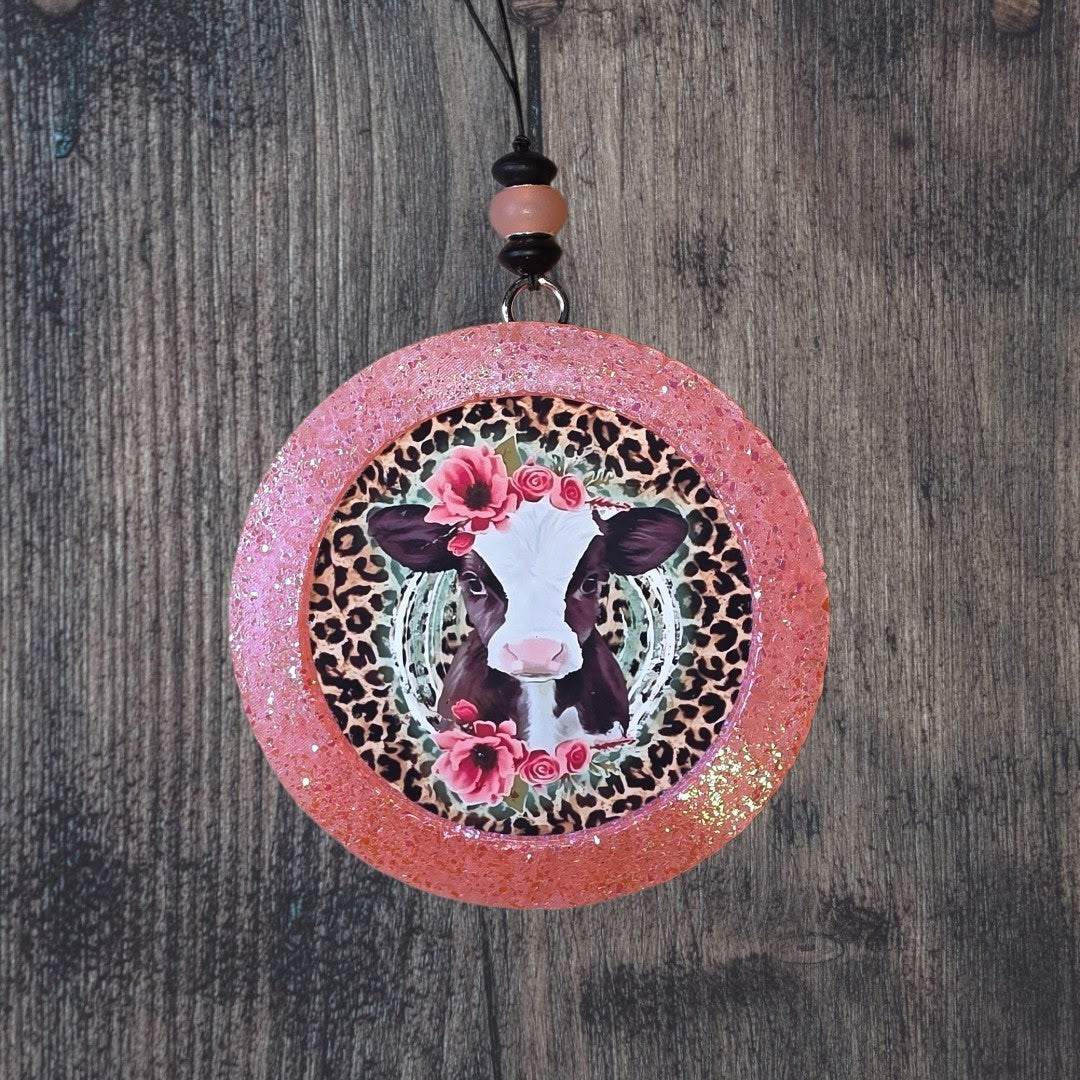 Floral Cow With Leopard Print