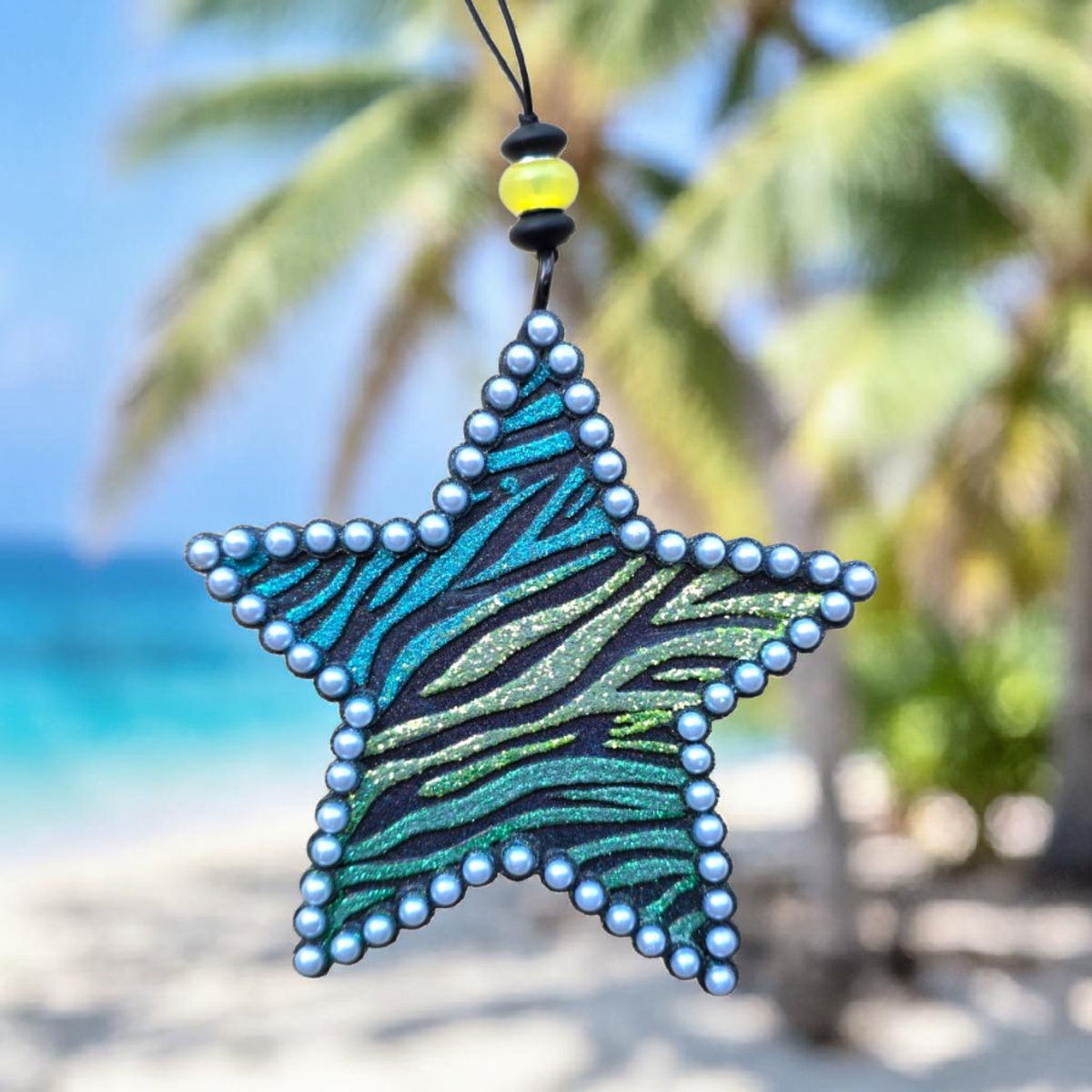Zebra Print Star with Pearls Freshie